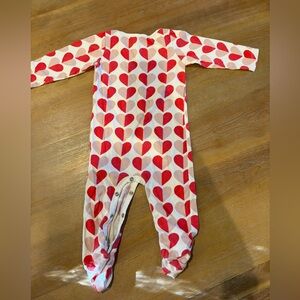 Winter Water Factory Red Heart Print Kids One Piece